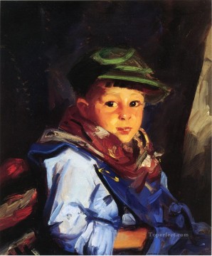 henri roberto Painting - Niño con gorra verde, también conocido como Chico, retrato de la Escuela Ashcan Robert Henri